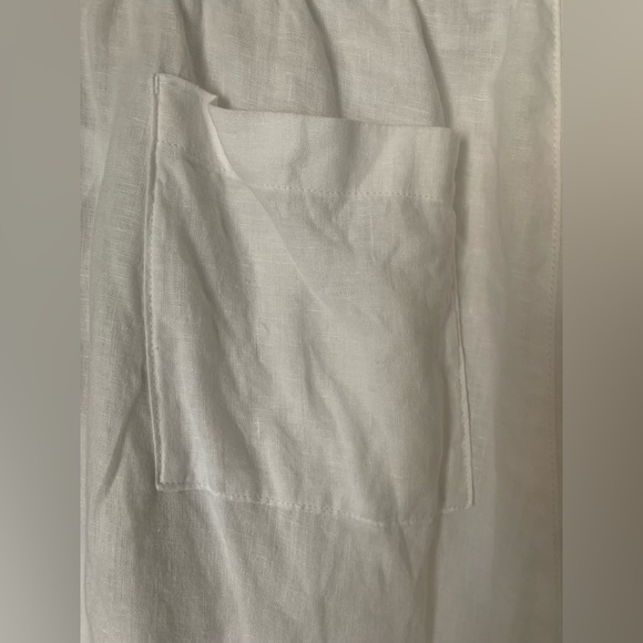 Women’s 100% Linen Drawstring Wide Leg Pants Size M - Picture 7 of 9